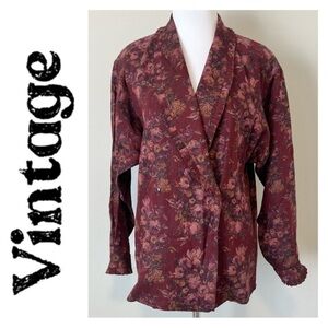VINTAGE Alfred Sung Wool Floral Wrap Coat Blazer Size 6